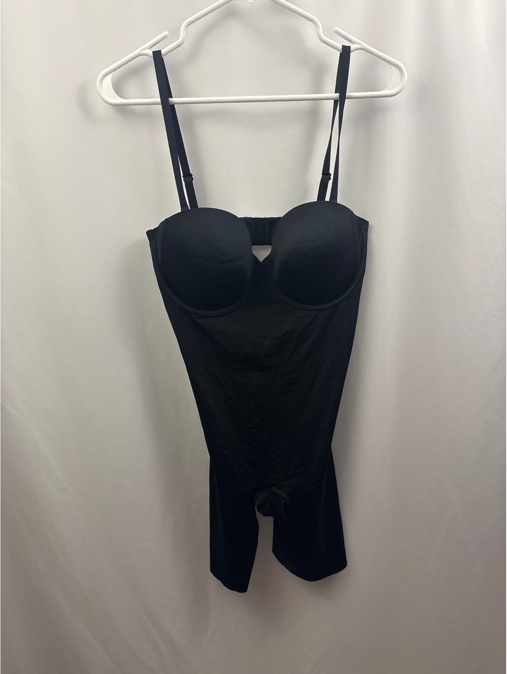 Spanx Suit Your Fancy Strapless Cupped Mid-Thigh Shaper Bodysuit Womens XL Black